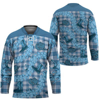 Cyan Palaka Hawaii Cowboy Hockey Jersey Puakenikeni Lei Paniolo Papale Seamless Vibes - Polynesian Pride