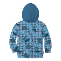 Cyan Palaka Hawaii Cowboy Kid Hoodie Puakenikeni Lei Paniolo Papale Seamless Vibes LT14 - Polynesian Pride