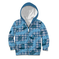Cyan Palaka Hawaii Cowboy Kid Hoodie Puakenikeni Lei Paniolo Papale Seamless Vibes LT14 Zip Hoodie Cyan - Polynesian Pride