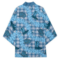 Cyan Palaka Hawaii Cowboy Kimono Puakenikeni Lei Paniolo Papale Seamless Vibes - Polynesian Pride
