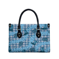 Cyan Palaka Hawaii Cowboy Leather Bag Puakenikeni Lei Paniolo Papale Seamless Vibes - Polynesian Pride