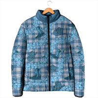 Cyan Palaka Hawaii Cowboy Padded Jacket Puakenikeni Lei Paniolo Papale Seamless Vibes LT14 - Polynesian Pride