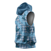 Cyan Palaka Hawaii Cowboy Sleeveless Hoodie Puakenikeni Lei Paniolo Papale Seamless Vibes LT14 - Polynesian Pride