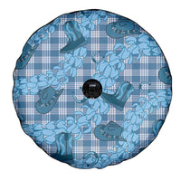 Cyan Palaka Hawaii Cowboy Spare Tire Cover Puakenikeni Lei Paniolo Papale Seamless Vibes LT14 - Polynesian Pride