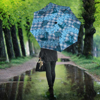 Cyan Palaka Hawaii Cowboy Umbrella Puakenikeni Lei Paniolo Papale Seamless Vibes - Polynesian Pride