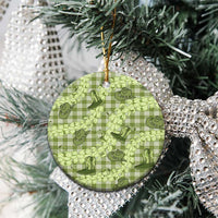 Lime Palaka Hawaii Cowboy Ceramic Ornament Puakenikeni Lei Paniolo Papale Seamless Vibes - Polynesian Pride