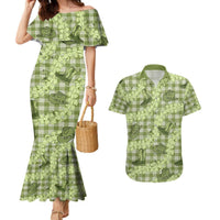 Lime Palaka Hawaii Cowboy Couples Matching Mermaid Dress and Hawaiian Shirt Puakenikeni Lei Paniolo Papale Seamless Vibes LT14 Lime - Polynesian Pride
