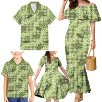 Lime Palaka Hawaii Cowboy Family Matching Mermaid Dress and Hawaiian Shirt Puakenikeni Lei Paniolo Papale Seamless Vibes LT14 - Polynesian Pride