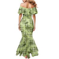 Lime Palaka Hawaii Cowboy Family Matching Mermaid Dress and Hawaiian Shirt Puakenikeni Lei Paniolo Papale Seamless Vibes LT14 - Polynesian Pride