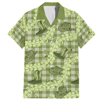 Lime Palaka Hawaii Cowboy Family Matching Off The Shoulder Long Sleeve Dress and Hawaiian Shirt Puakenikeni Lei Paniolo Papale Seamless Vibes LT14 Dad's Shirt - Short Sleeve Lime - Polynesian Pride