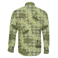 Lime Palaka Hawaii Cowboy Family Matching Short Sleeve Bodycon Dress and Hawaiian Shirt Puakenikeni Lei Paniolo Papale Seamless Vibes LT14 - Polynesian Pride