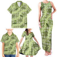 Lime Palaka Hawaii Cowboy Family Matching Tank Maxi Dress and Hawaiian Shirt Puakenikeni Lei Paniolo Papale Seamless Vibes LT14 - Polynesian Pride