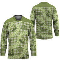 Lime Palaka Hawaii Cowboy Hockey Jersey Puakenikeni Lei Paniolo Papale Seamless Vibes - Polynesian Pride