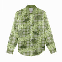 Lime Palaka Hawaii Cowboy Women Casual Shirt Puakenikeni Lei Paniolo Papale Seamless Vibes LT14 - Polynesian Pride