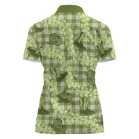 Lime Palaka Hawaii Cowboy Women Polo Shirt Puakenikeni Lei Paniolo Papale Seamless Vibes LT14 - Polynesian Pride