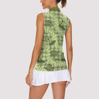 Lime Palaka Hawaii Cowboy Women Sleeveless Polo Shirt Puakenikeni Lei Paniolo Papale Seamless Vibes LT14 - Polynesian Pride