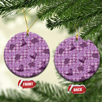 Purple Palaka Hawaii Cowboy Ceramic Ornament Puakenikeni Lei Paniolo Papale Seamless Vibes - Polynesian Pride