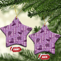 Purple Palaka Hawaii Cowboy Ceramic Ornament Puakenikeni Lei Paniolo Papale Seamless Vibes - Polynesian Pride