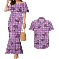 Purple Palaka Hawaii Cowboy Couples Matching Mermaid Dress and Hawaiian Shirt Puakenikeni Lei Paniolo Papale Seamless Vibes LT14 Purple - Polynesian Pride