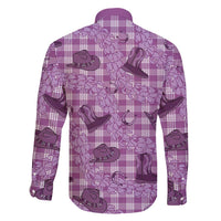 Purple Palaka Hawaii Cowboy Family Matching Short Sleeve Bodycon Dress and Hawaiian Shirt Puakenikeni Lei Paniolo Papale Seamless Vibes LT14 - Polynesian Pride