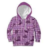 Purple Palaka Hawaii Cowboy Kid Hoodie Puakenikeni Lei Paniolo Papale Seamless Vibes LT14 Hoodie Purple - Polynesian Pride