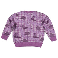 Purple Palaka Hawaii Cowboy Kid Ugly Christmas Sweater Puakenikeni Lei Paniolo Papale Seamless Vibes LT14 - Polynesian Pride