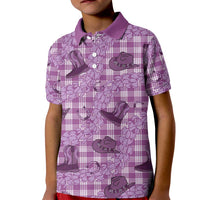 Purple Palaka Hawaii Cowboy Kid Polo Shirt Puakenikeni Lei Paniolo Papale Seamless Vibes LT14 Kid Purple - Polynesian Pride