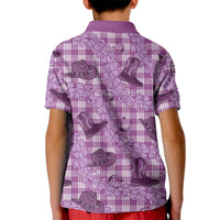 Purple Palaka Hawaii Cowboy Kid Polo Shirt Puakenikeni Lei Paniolo Papale Seamless Vibes LT14 - Polynesian Pride