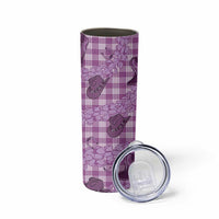 Purple Palaka Hawaii Cowboy Skinny Tumbler Puakenikeni Lei Paniolo Papale Seamless Vibes LT14 - Polynesian Pride