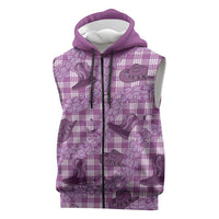 Purple Palaka Hawaii Cowboy Sleeveless Zip Hoodie Puakenikeni Lei Paniolo Papale Seamless Vibes LT14 Purple - Polynesian Pride