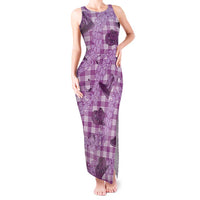 Purple Palaka Hawaii Cowboy Tank Maxi Dress Puakenikeni Lei Paniolo Papale Seamless Vibes LT14 Women Purple - Polynesian Pride