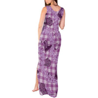 Purple Palaka Hawaii Cowboy Tank Maxi Dress Puakenikeni Lei Paniolo Papale Seamless Vibes LT14 - Polynesian Pride