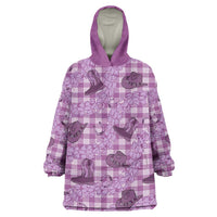Purple Palaka Hawaii Cowboy Wearable Blanket Hoodie Puakenikeni Lei Paniolo Papale Seamless Vibes LT14 One Size Purple - Polynesian Pride