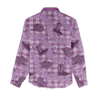 Purple Palaka Hawaii Cowboy Women Casual Shirt Puakenikeni Lei Paniolo Papale Seamless Vibes LT14 - Polynesian Pride