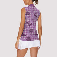Purple Palaka Hawaii Cowboy Women Sleeveless Polo Shirt Puakenikeni Lei Paniolo Papale Seamless Vibes LT14 - Polynesian Pride