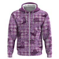 Purple Palaka Hawaii Cowboy Zip Hoodie Puakenikeni Lei Paniolo Papale Seamless Vibes LT14 Zip Hoodie Purple - Polynesian Pride