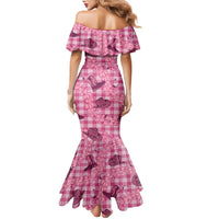 Pink Palaka Hawaii Cowboy Family Matching Mermaid Dress and Hawaiian Shirt Puakenikeni Lei Paniolo Papale Seamless Vibes LT14 - Polynesian Pride