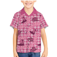 Pink Palaka Hawaii Cowboy Family Matching Mermaid Dress and Hawaiian Shirt Puakenikeni Lei Paniolo Papale Seamless Vibes LT14 Son's Shirt Pink - Polynesian Pride