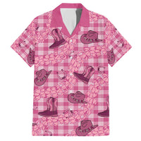 Pink Palaka Hawaii Cowboy Family Matching Off Shoulder Short Dress and Hawaiian Shirt Puakenikeni Lei Paniolo Papale Seamless Vibes LT14 Dad's Shirt - Short Sleeve Pink - Polynesian Pride