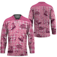 Pink Palaka Hawaii Cowboy Hockey Jersey Puakenikeni Lei Paniolo Papale Seamless Vibes - Polynesian Pride