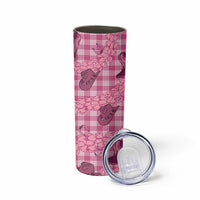 Pink Palaka Hawaii Cowboy Skinny Tumbler Puakenikeni Lei Paniolo Papale Seamless Vibes LT14 - Polynesian Pride