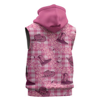 Pink Palaka Hawaii Cowboy Sleeveless Hoodie Puakenikeni Lei Paniolo Papale Seamless Vibes LT14 - Polynesian Pride