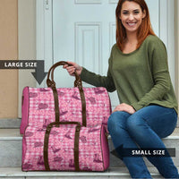 Pink Palaka Hawaii Cowboy Travel Bag Puakenikeni Lei Paniolo Papale Seamless Vibes - Polynesian Pride