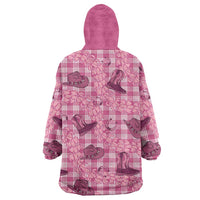 Pink Palaka Hawaii Cowboy Wearable Blanket Hoodie Puakenikeni Lei Paniolo Papale Seamless Vibes LT14 - Polynesian Pride