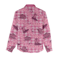 Pink Palaka Hawaii Cowboy Women Casual Shirt Puakenikeni Lei Paniolo Papale Seamless Vibes LT14 - Polynesian Pride