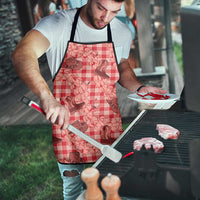 Red Palaka Hawaii Cowboy Apron Puakenikeni Lei Paniolo Papale Seamless Vibes - Polynesian Pride