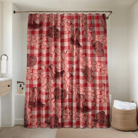 Red Palaka Hawaii Cowboy Bathroom Set Puakenikeni Lei Paniolo Papale Seamless Vibes - Polynesian Pride