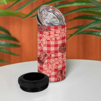 Red Palaka Hawaii Cowboy 4 in 1 Can Cooler Tumbler Puakenikeni Lei Paniolo Papale Seamless Vibes LT14 - Polynesian Pride