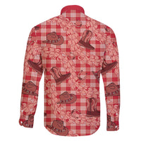 Red Palaka Hawaii Cowboy Family Matching Off Shoulder Maxi Dress and Hawaiian Shirt Puakenikeni Lei Paniolo Papale Seamless Vibes LT14 - Polynesian Pride
