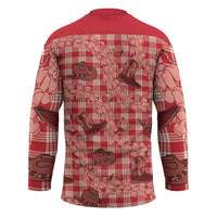 Red Palaka Hawaii Cowboy Hockey Jersey Puakenikeni Lei Paniolo Papale Seamless Vibes - Polynesian Pride